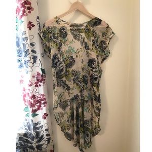 High-Low Sheer Floral Top